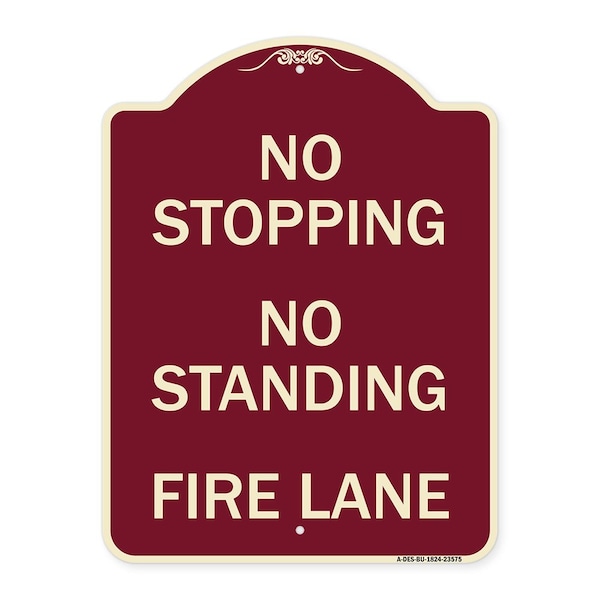 Signmission No Stopping No Standing Fire Lane Heavy-Gauge Aluminum Architectural Sign, 24" x 18", BU-1824-23575 A-DES-BU-1824-23575 - main
